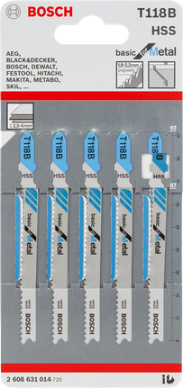 Hojas de sierra de calar Bosch T118B de 3/8″ para metal.